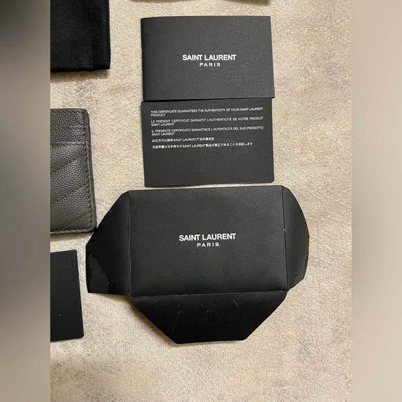 saint laurent Monogram Leather Credit Card Case in storm - Picture 3 of 16